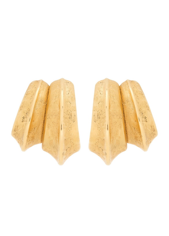 Photo: Saint Laurent Bo Pointes Arrondies Sculpted Gold-tone Earrings - One Size