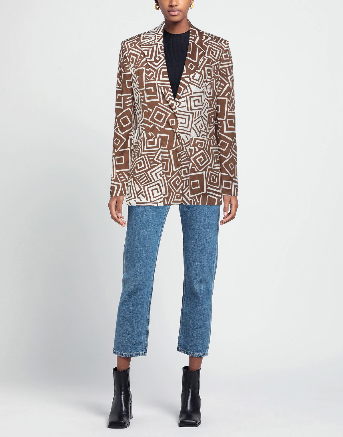 Manila Grace Womens Blazer in Brown