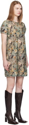 R13 Green Raglan Sleeve Baby Doll Midi Dress