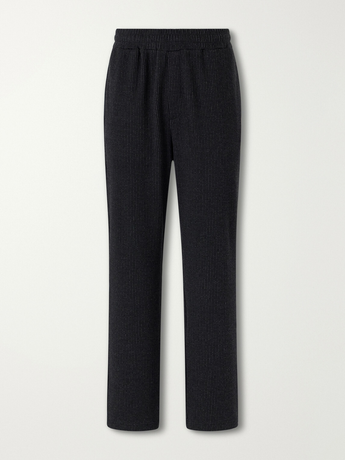 Mr P. - Straight-Leg Striped Cotton-Blend Jersey Sweatpants - Black
