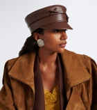 Ruslan Baginskiy Logo leather newsboy cap