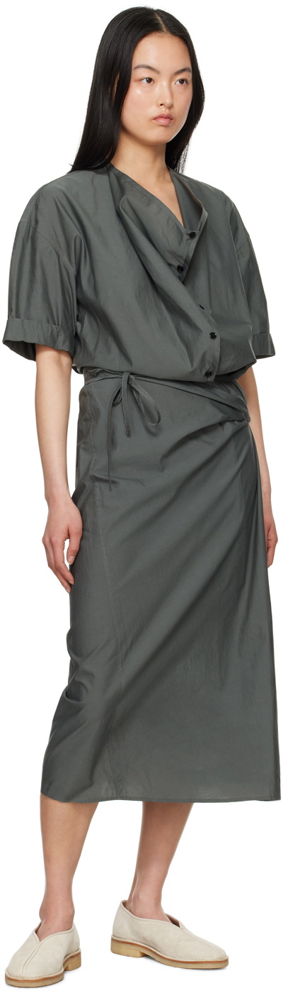 【送料&関税込】Lemaire Chemisier Midi Dress LEMAIRE Gray Wrap Midi Dress Lemaire