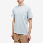 Maison Kitsuné Men's Tricolor Fox Patch Classic Pocket T-Shirt in Blue Haze Melange