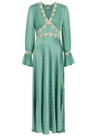 Rixo Arlena Floral-jacquard Georgette and Satin Midi Dress Green