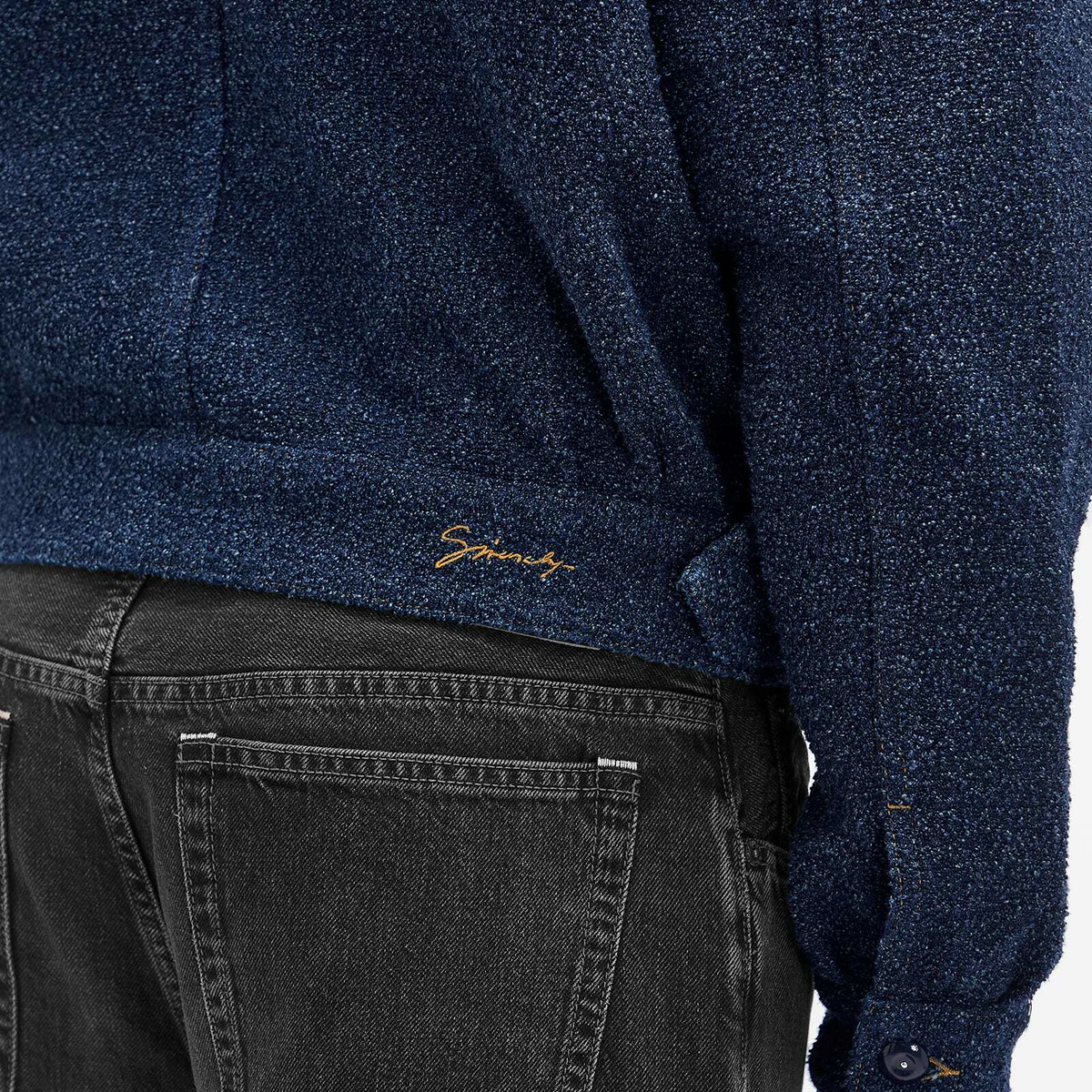 Givenchy Men's Military Denim Jacket in Indigo Blue