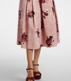 Erdem Floral pleated cotton poplin midi skirt