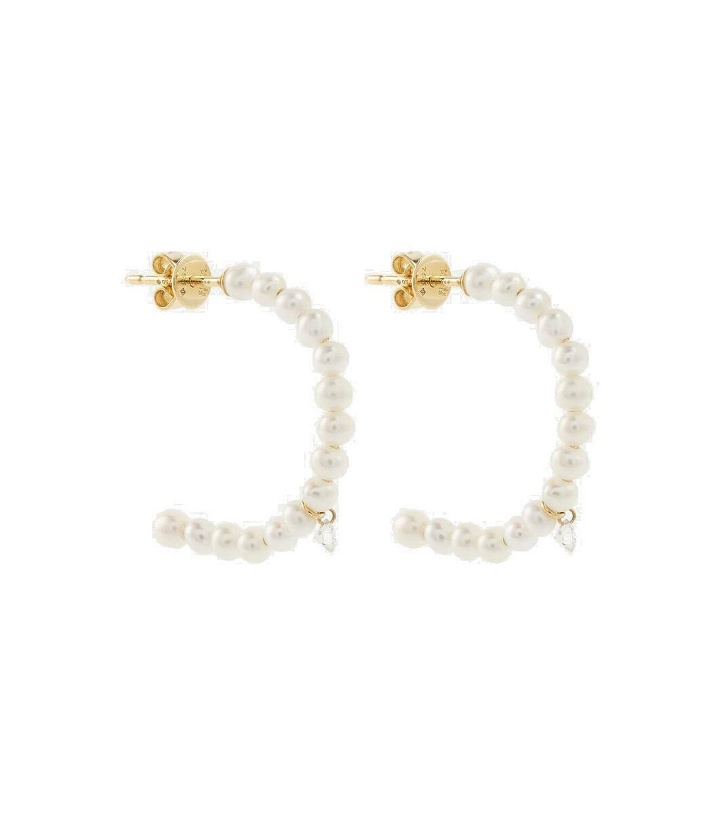 Photo: Persée 18kt gold hoop earrings with pearls and diamonds