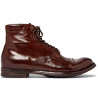 Officine Creative - Anatomia Burnished-Leather Derby Boots - Men - Dark brown