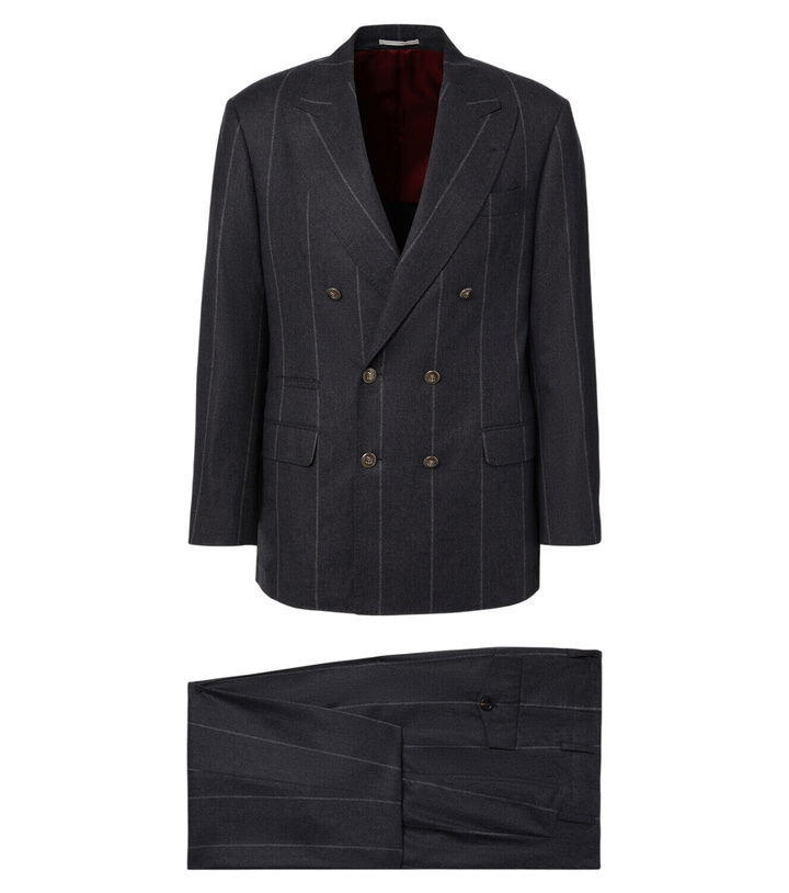 Photo: Brunello Cucinelli Chalk stripe wool, silk, and cashmere suit