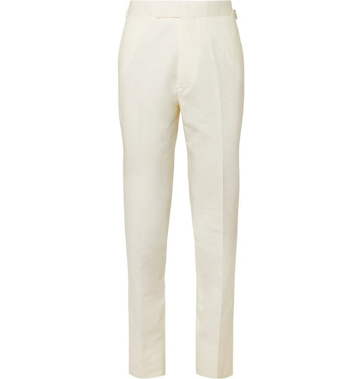 Photo: Kingsman - Cotton, Linen and Silk-Blend Suit Trousers - White