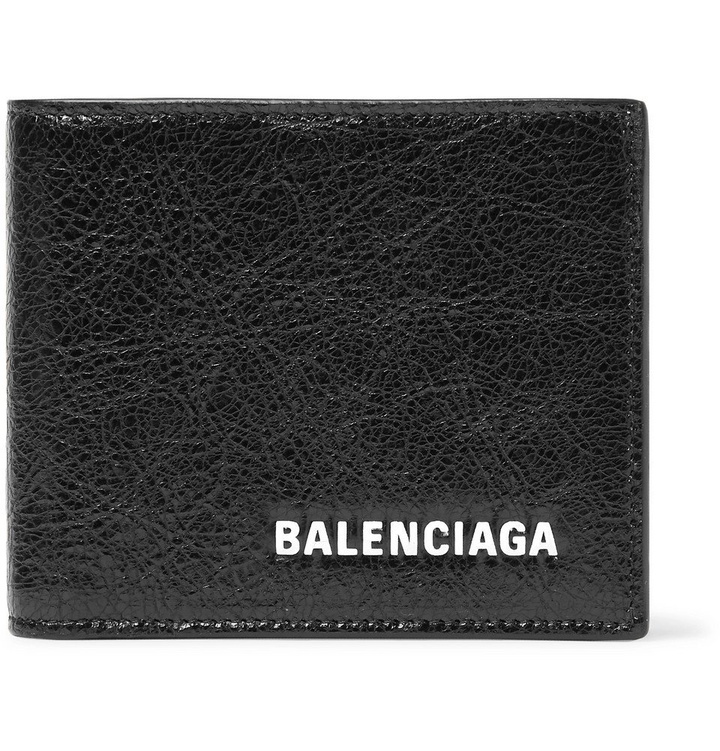 Photo: Balenciaga - Arena Logo-Print Creased-Leather Billfold Wallet - Men - Black