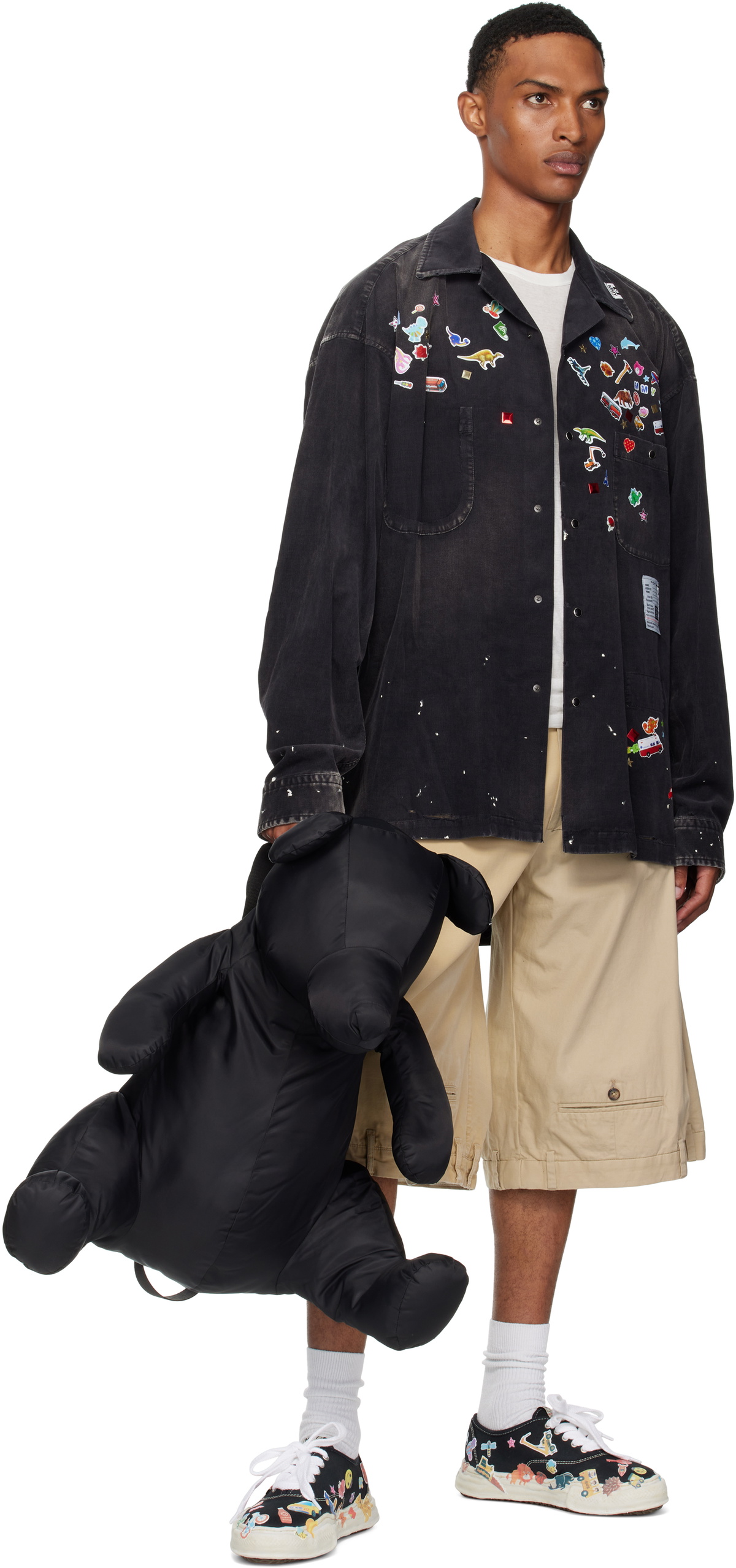 Maison MIHARA YASUHIRO Black 'Baker' OG Sole Sticker Canvas Sneakers