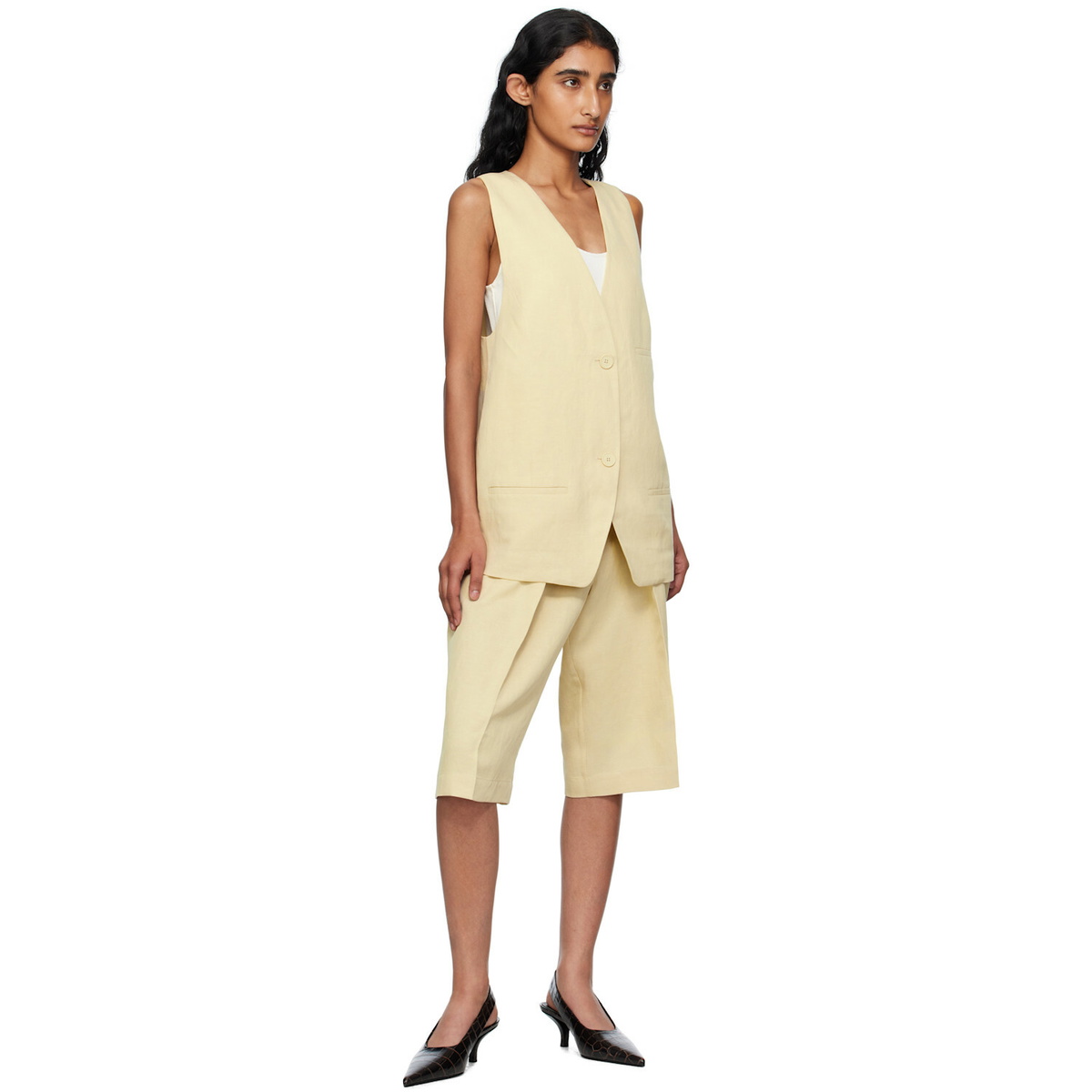 The Frankie Shop Beige Melrose Linen Vest