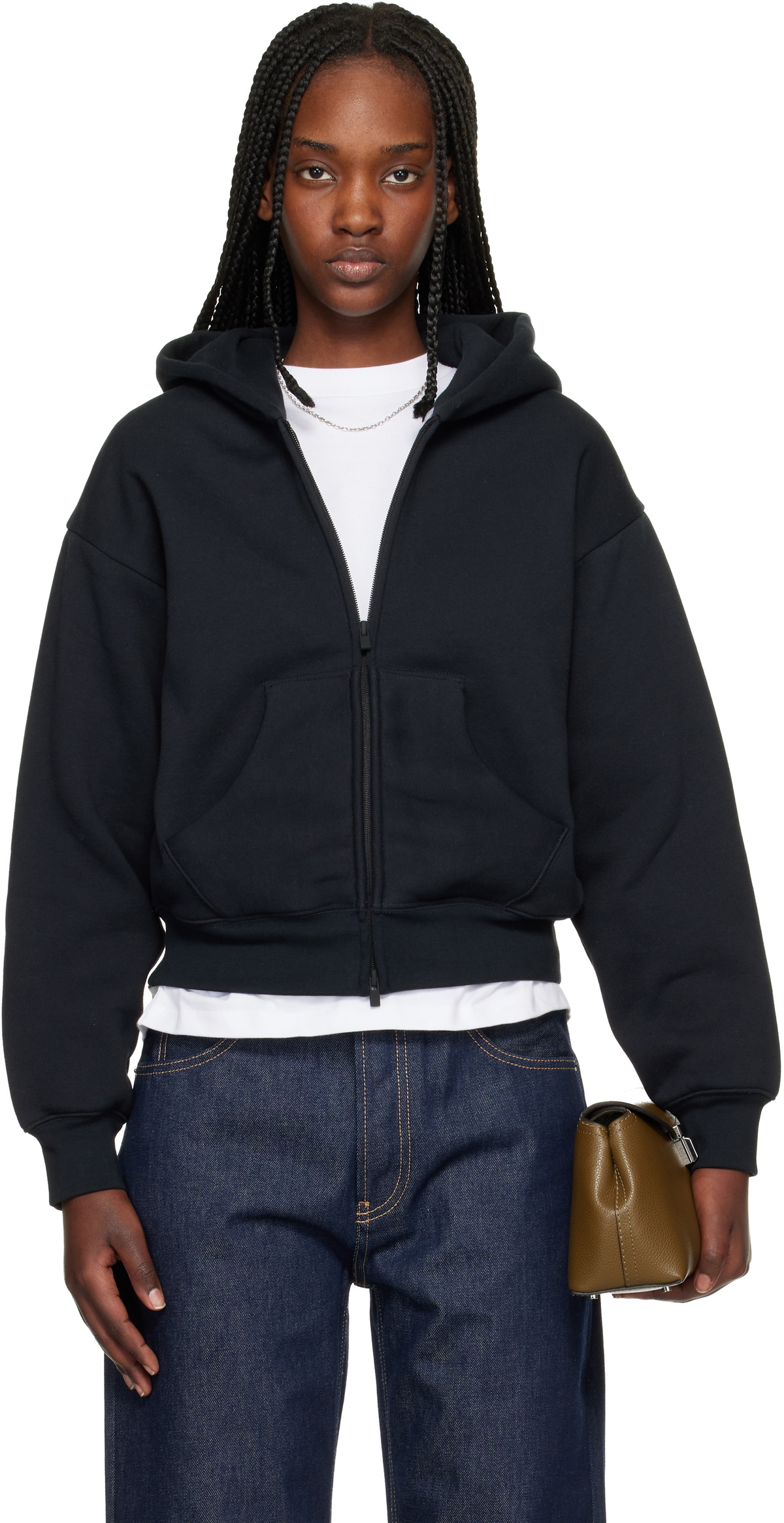 Fear of God ESSENTIALS: Black Classic Full Zip Hoodie | SSENSE