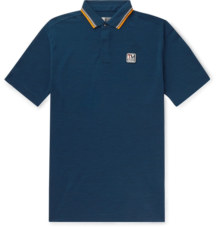 Photo: Z Zegna - Contrast-Tipped Logo-Appliquéd TECHMERINO Wool Polo Shirt - Blue