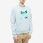 Maison Kitsuné Men's Vibrant Fox Head Relaxed Sweat in Blue Haze Melange