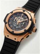 Hublot - Pre-Owned 2012 Big Bang King Power Automatic Chronograph Skeleton 48mm 18-Karat Rose Gold and Rubber Watch, Ref. No. 701.OX.0180.RX