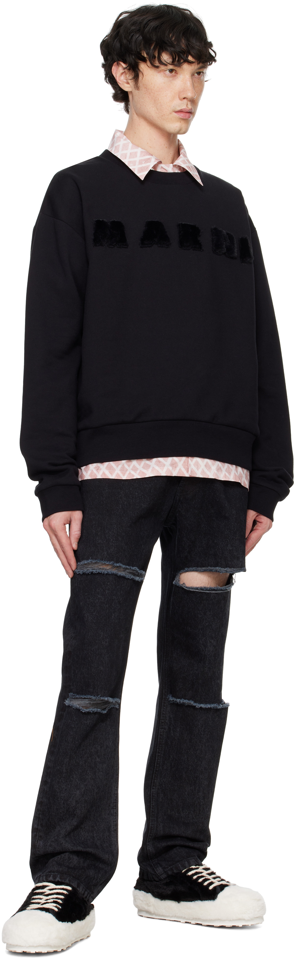 Marni Black Marble-Dyed Jeans Marni