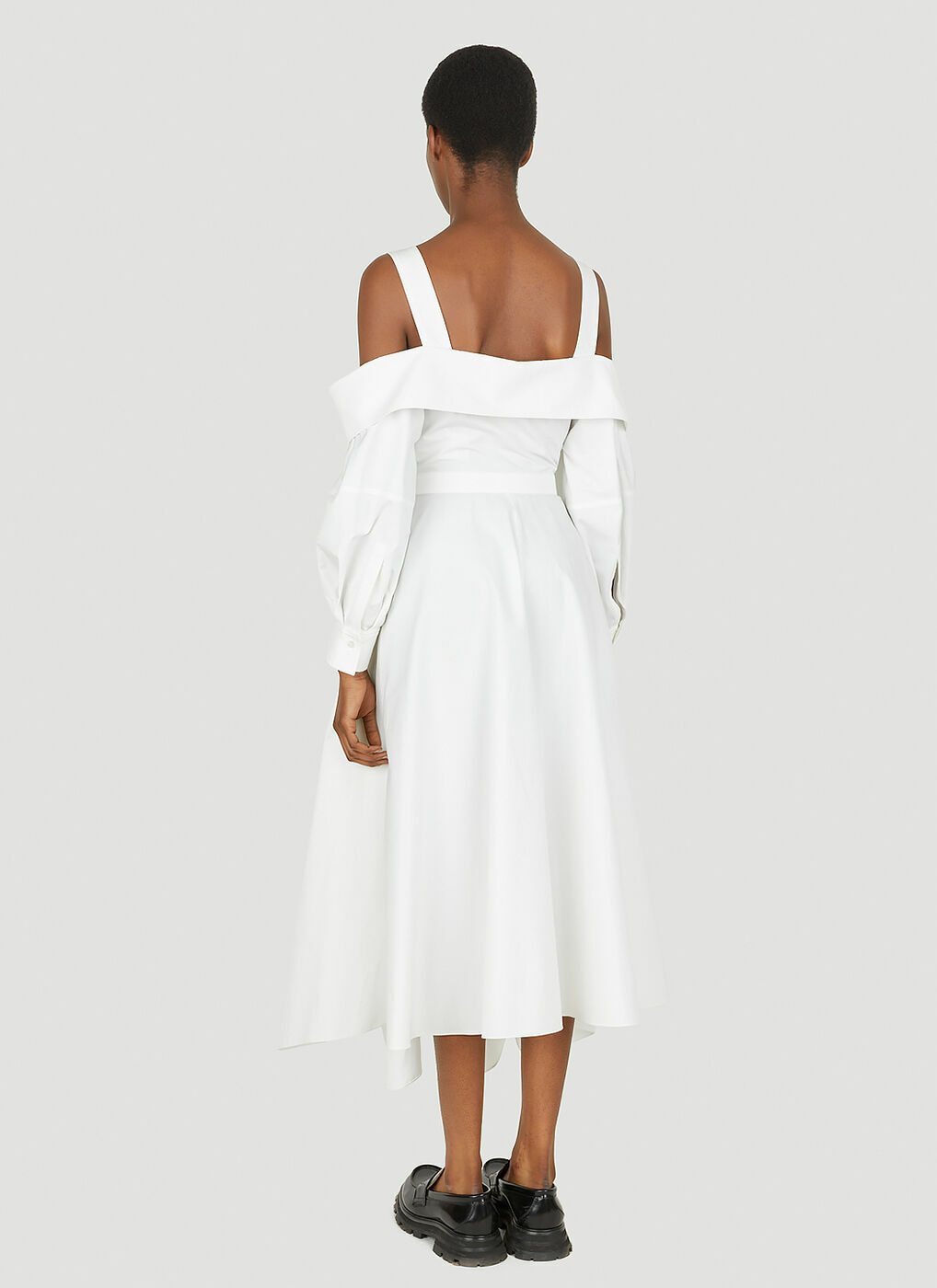 Deconstructed Shirt Dress in White Alexander McQueen