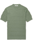 Mr P. - Slim-Fit Pointelle-Knit Cotton-Blend T-Shirt - Green