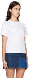 See by Chloé White Broderie Detail T-Shirt