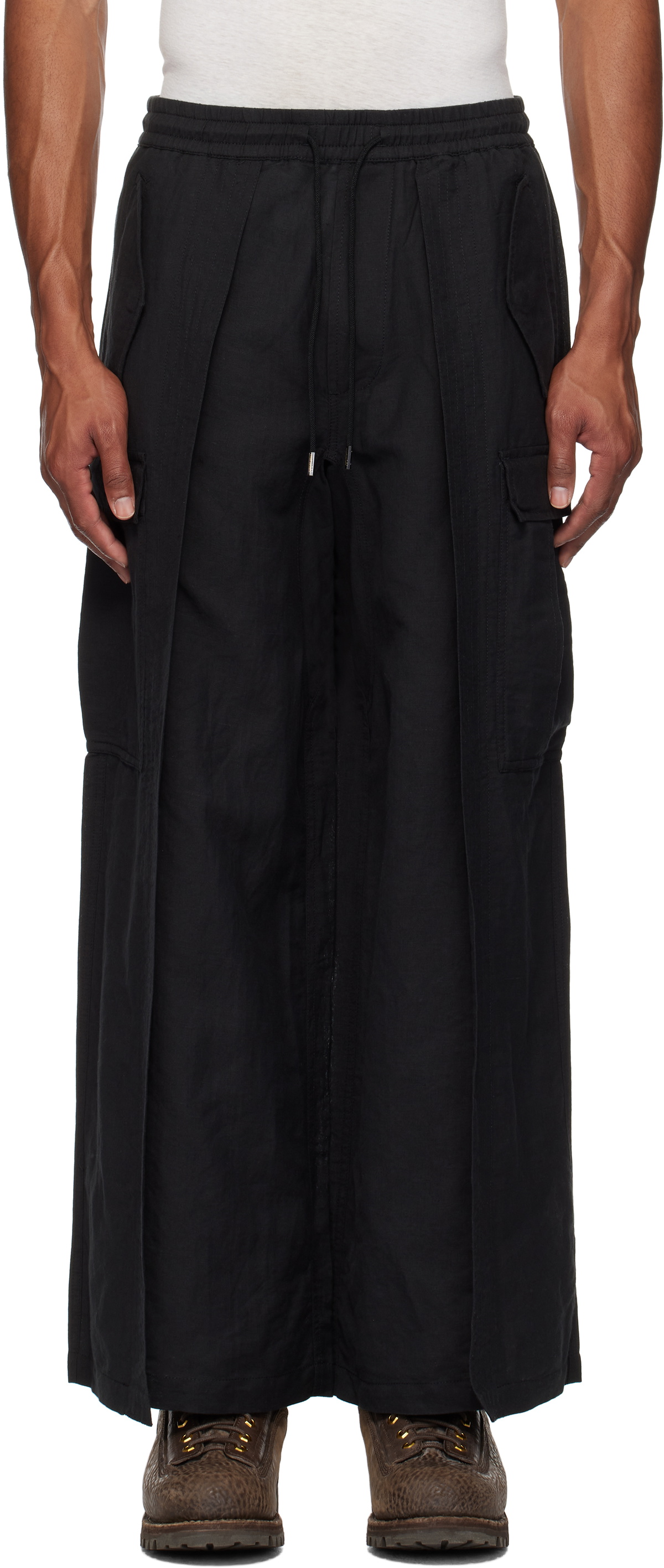 Maharishi Black 5329 Hakama Track Cargo Pants Maharishi