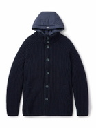 Herno - Shell-Trimmed Padded Virgin Wool Hooded Jacket - Blue