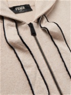 Fendi - Logo-Jacquard Cashmere Zip-Up Hoodie - Neutrals