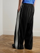 Balenciaga - Straight-Leg Logo-Embroidered Striped Recycled-Shell Track Pants - Black