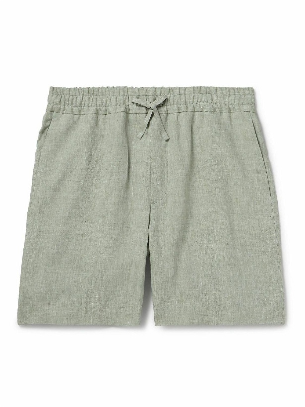 Photo: Kingsman - Straight-Leg Linen Drawstring Shorts - Green