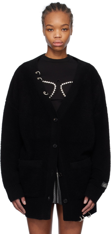 Photo: We11done Black Pierced Oversized Cashmere Knit Cardigan