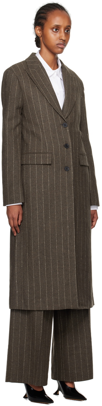 REMAIN Birger Christensen Brown Pinstripe Coat