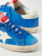 Golden Goose - Super-Star Distressed Leather-Trimmed Suede Sneakers - Blue