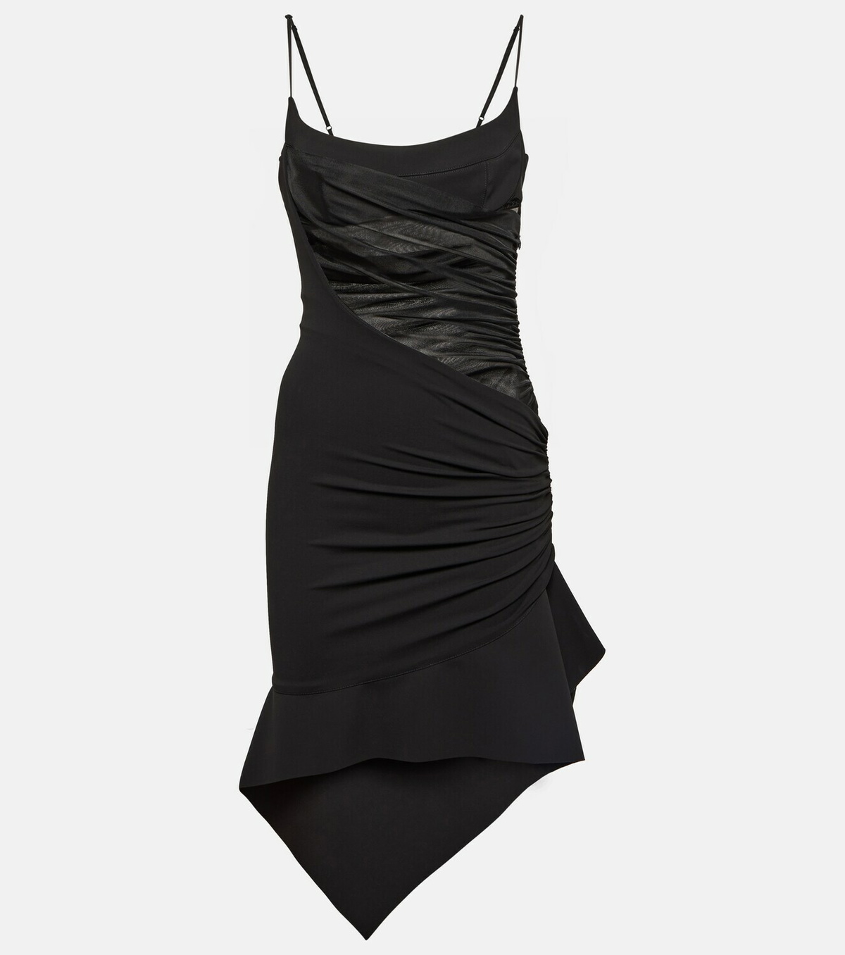 Mugler Asymmetric gathered minidress Mugler