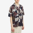 Norse Projects Men's Mads Relaxed Camo Short Sleeve Shirt in Espresso