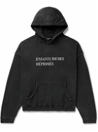 Enfants Riches Déprimés - Thrashed Distressed Logo-Print Cotton-Jersey Hoodie - Black