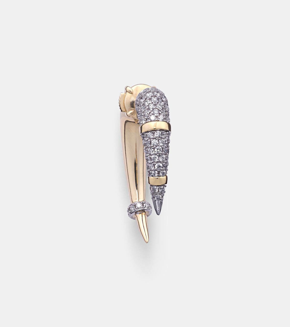 Rainbow K Horn 14kt gold single earring with diamonds