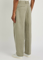 Agolde Slater Pleated Straight-leg Cotton Trousers Beige
