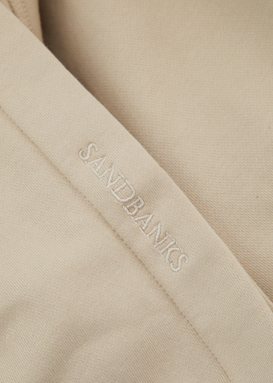 Sandbanks Badge Logo Hooded Cotton Sweatshirt Grey