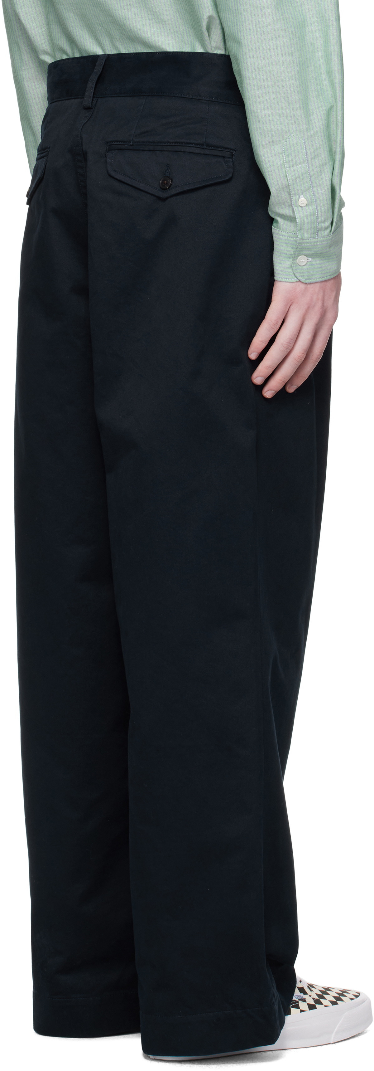 Noah Navy Single-Pleat Baggy Trousers Noah NYC