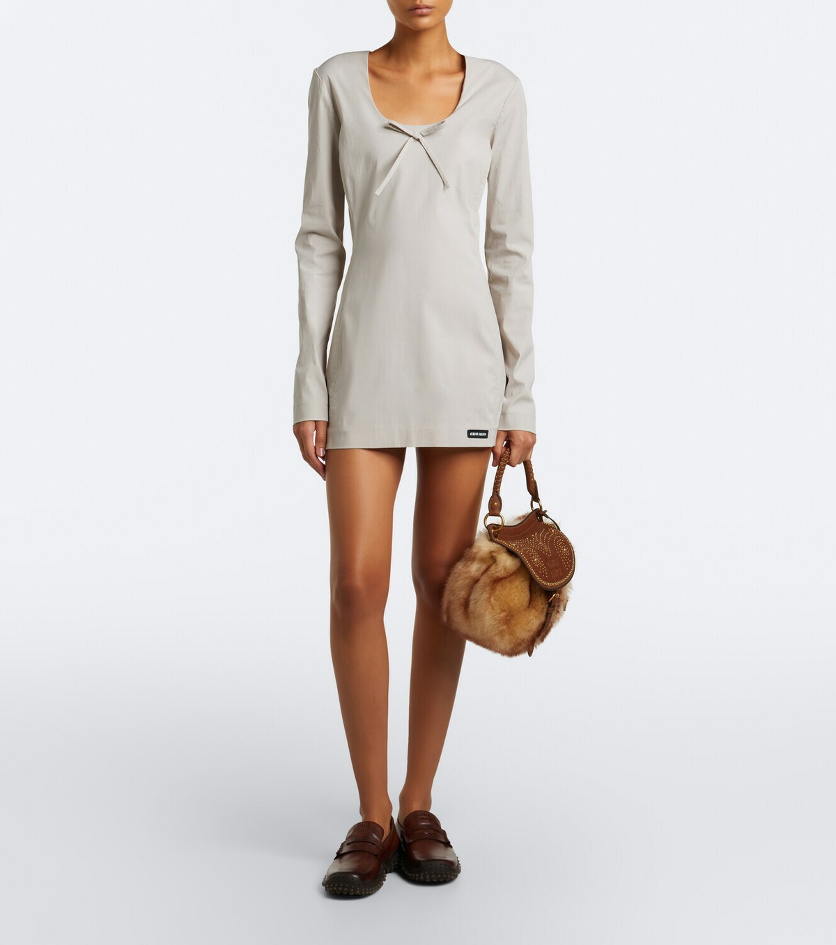 Miu Miu Rendez-vous studded shearling tote bag