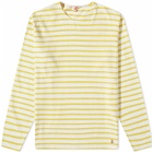 Armor-Lux Men's 59654 Long Sleeve Organic Stripe T-Shirt in Milk/Neon Yellow