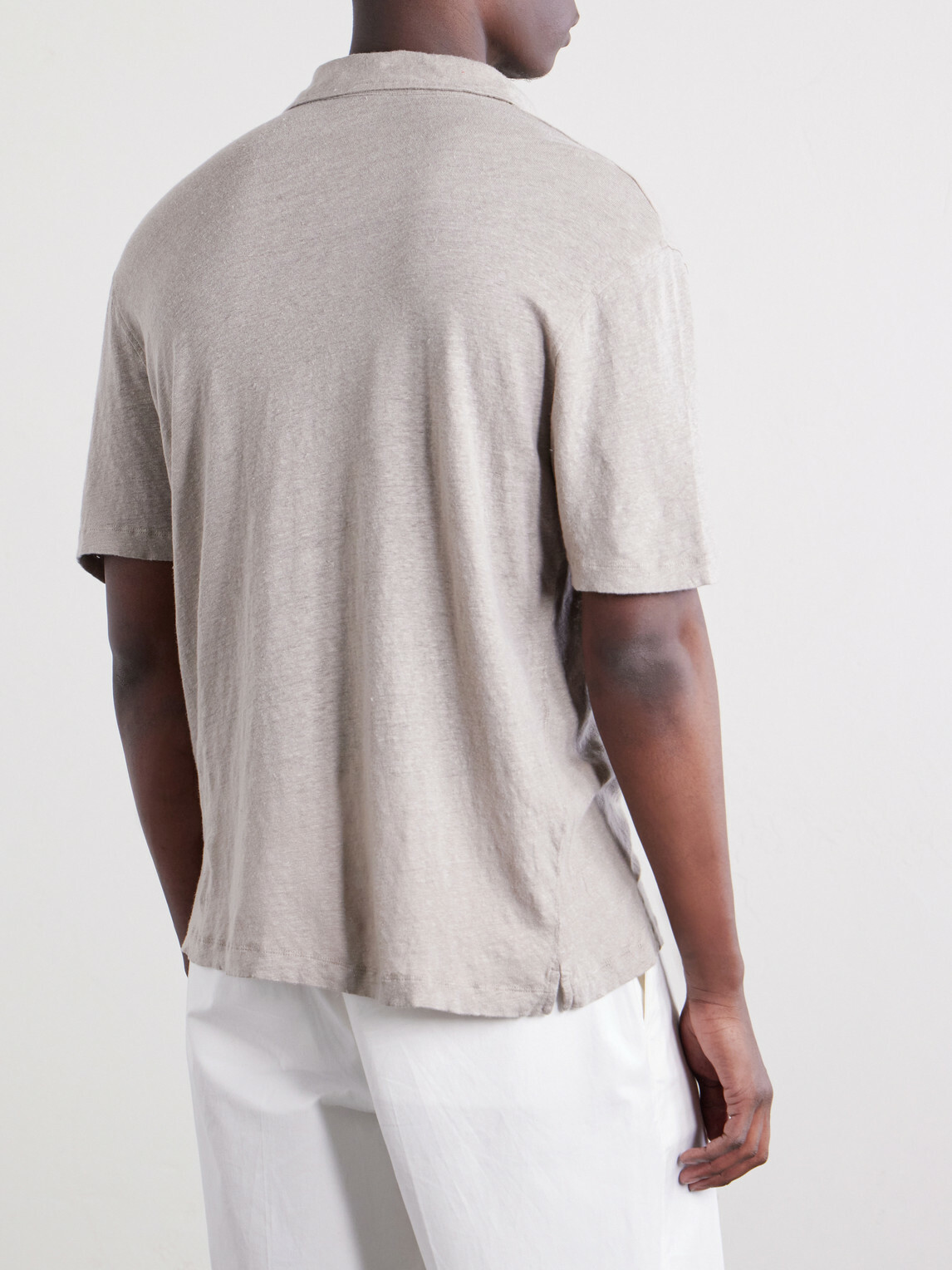Hartford - Knitted Linen Polo Shirt - Gray