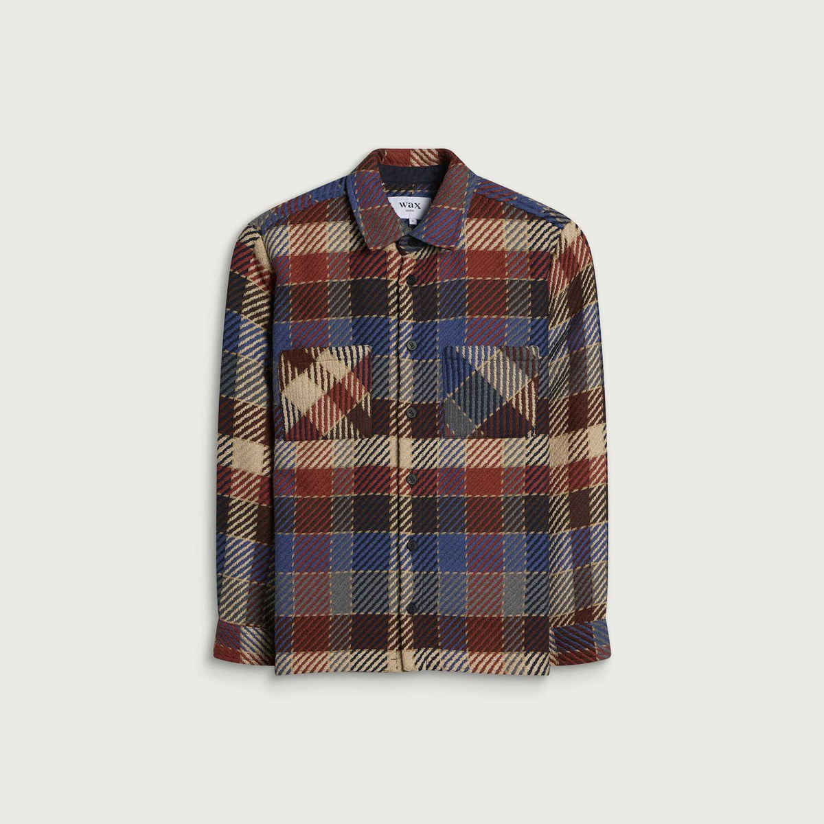 Wax London Men's Whiting Pike Check Overshirt in Rust/Multi