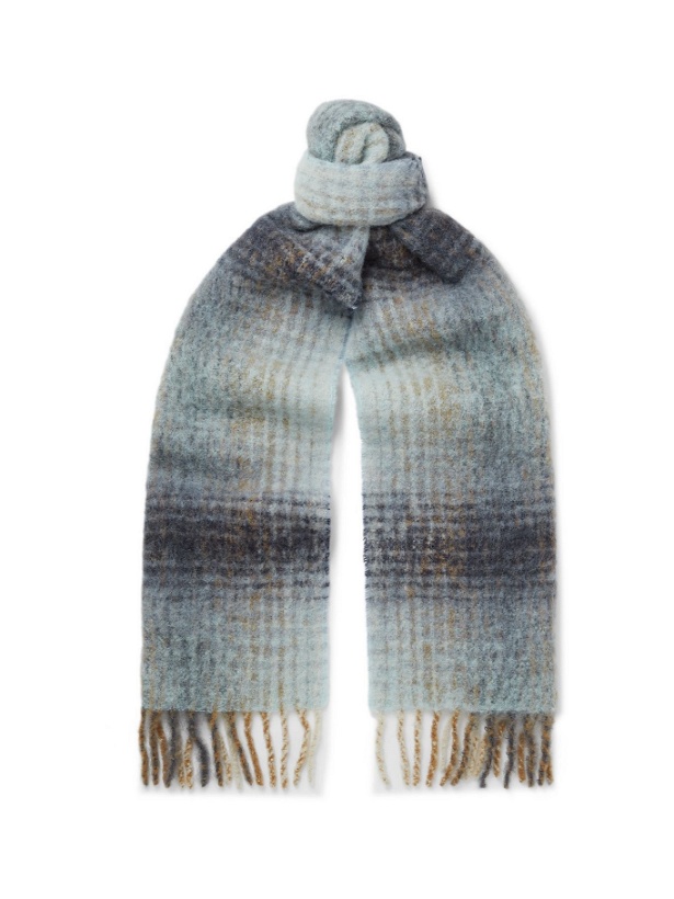 Photo: Séfr - Oversized Fringed Checked Wool-Blend Scarf