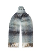 Séfr - Oversized Fringed Checked Wool-Blend Scarf