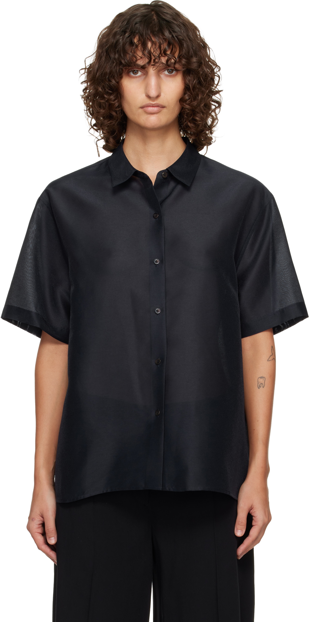 LE17SEPTEMBRE Navy Sheer Structured Shirt