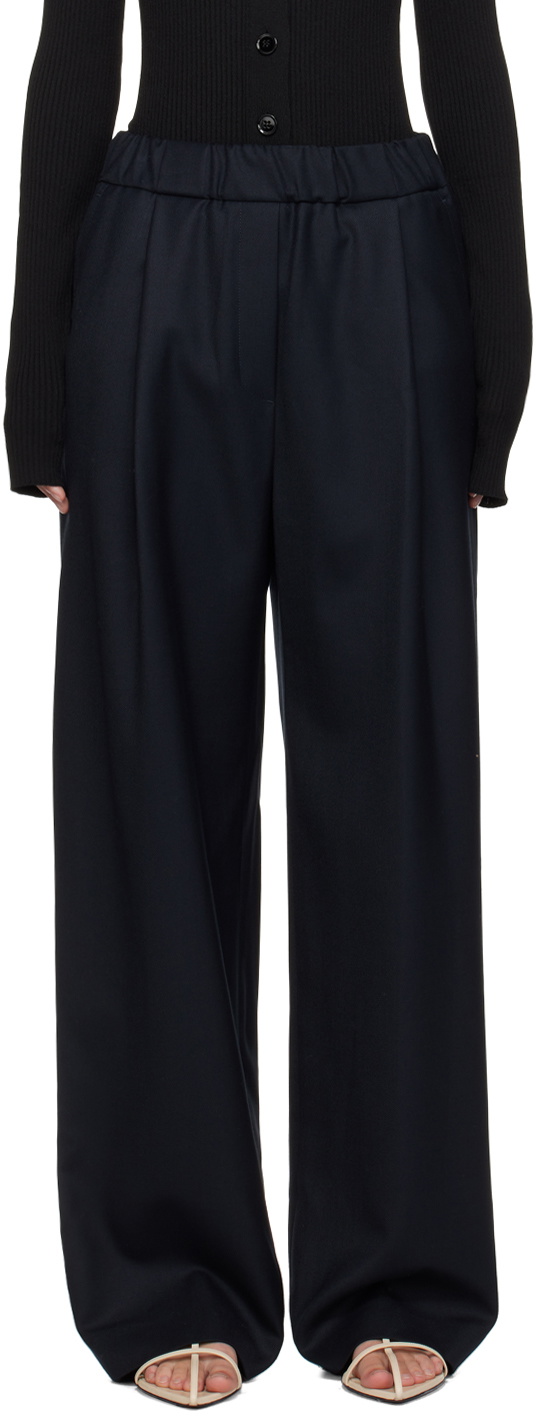 Recto Navy Pleated Trousers