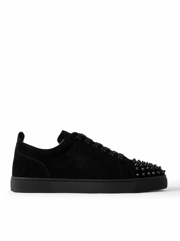Photo: Christian Louboutin - Louis Junior Spikes Cap-Toe Suede Sneakers - Black