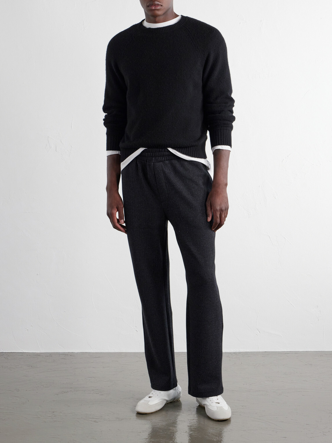 Mr P. - Straight-Leg Striped Cotton-Blend Jersey Sweatpants - Black